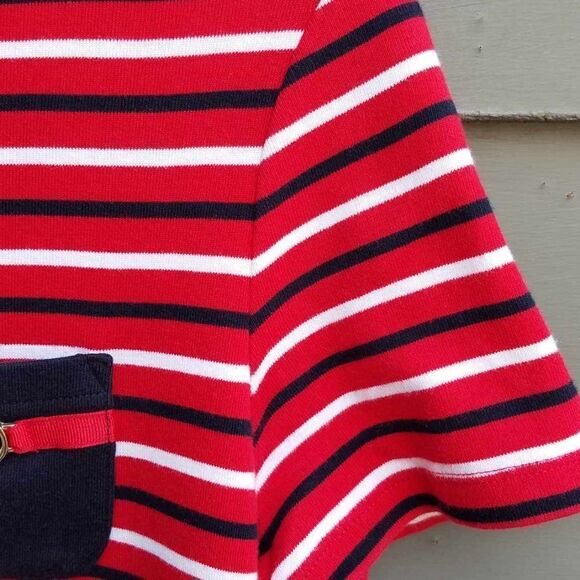Like New Tommy Hilfiger Red Black white Striped Knit Cotton Dress size Medium - Picture 5 of 10